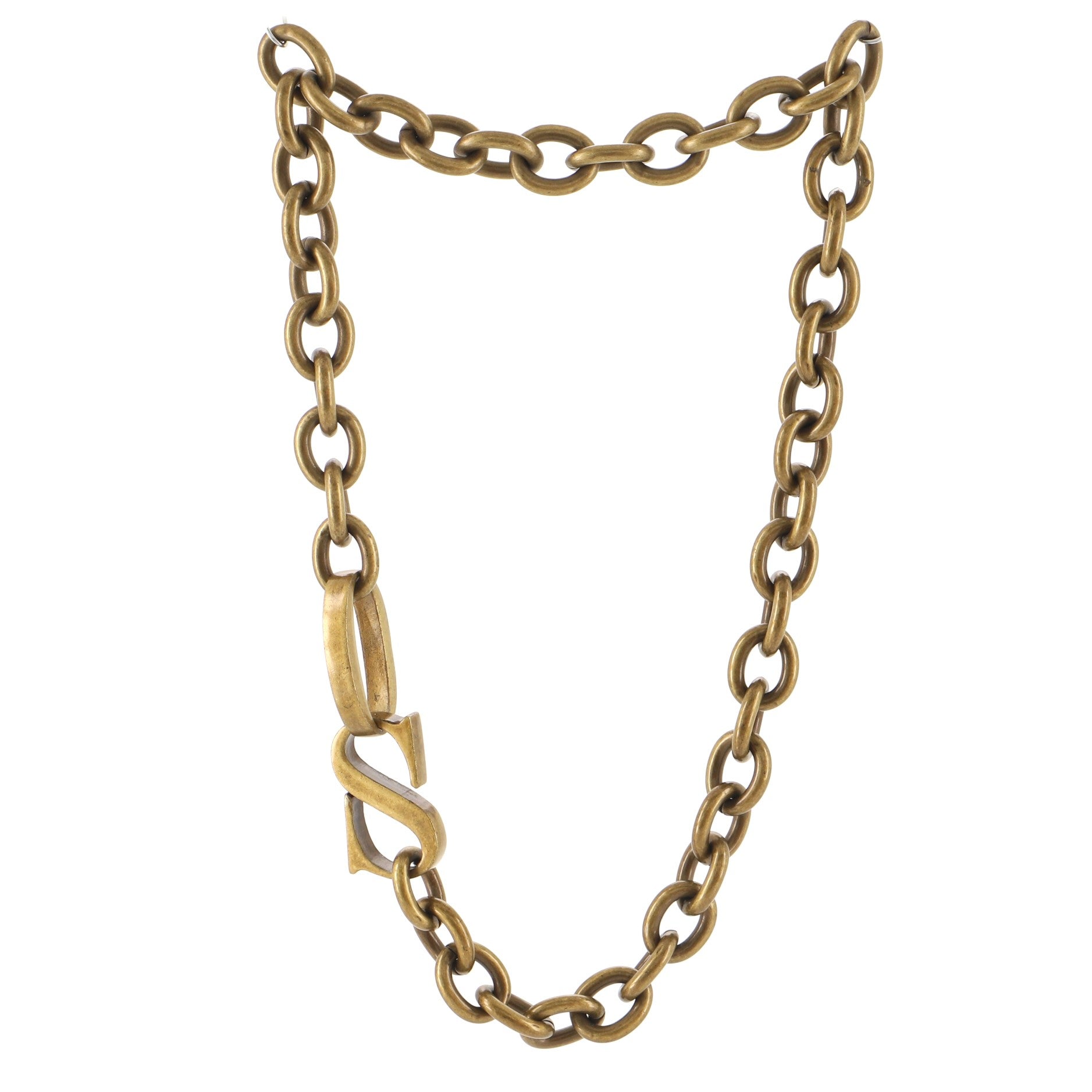 Letter Chain Link Necklace Metal