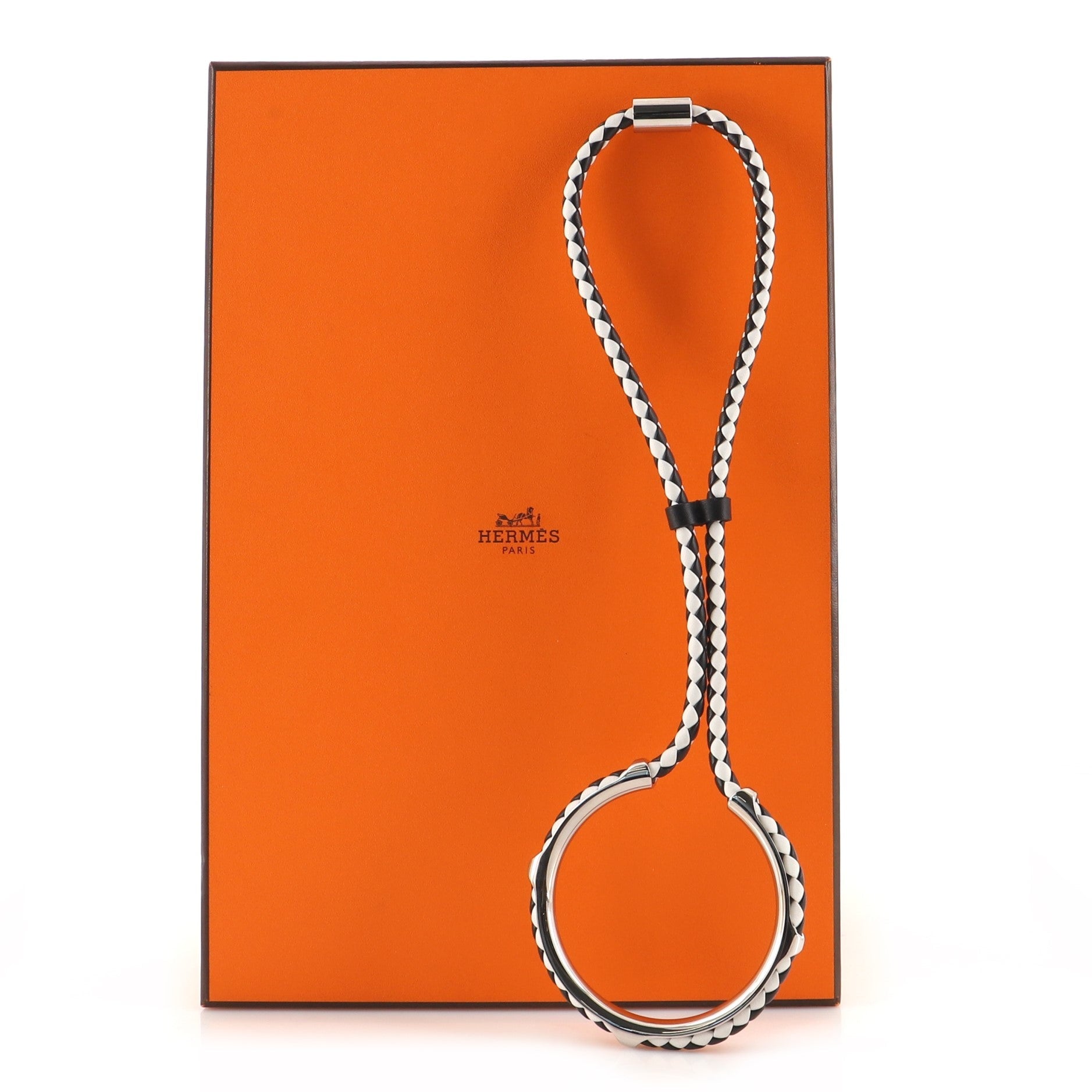 Kyoto Tresse Pendant Necklace Leather with Metal
