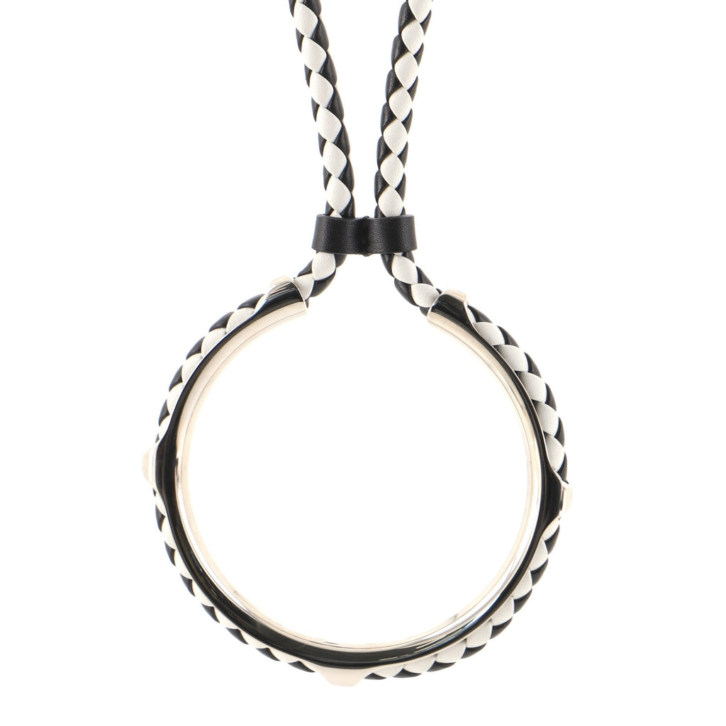 Kyoto Tresse Pendant Necklace Leather with Metal