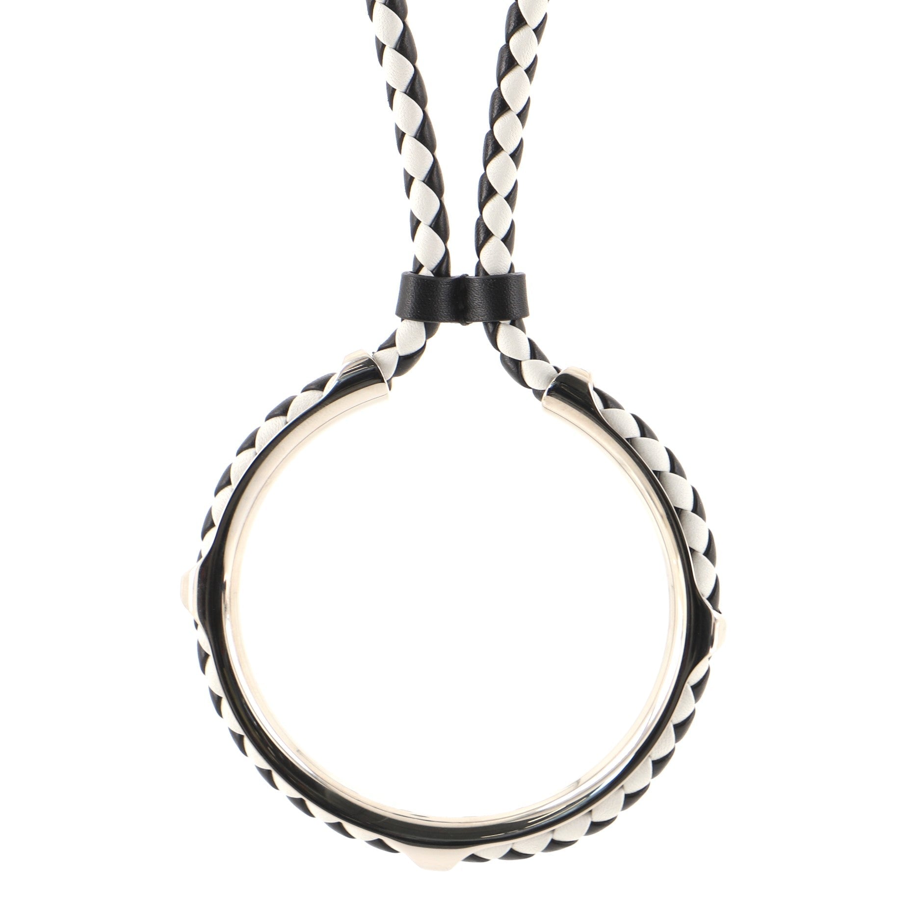 Kyoto Tresse Pendant Necklace Leather with Metal