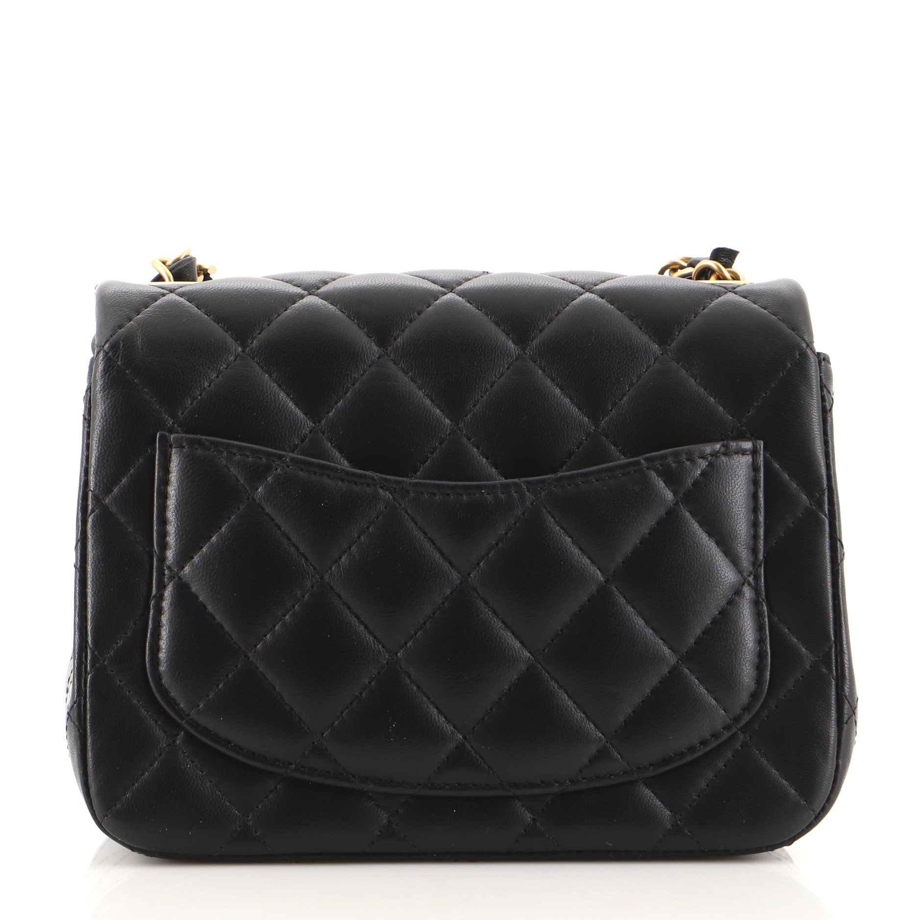 Square Classic Single Flap Bag Quilted Lambskin Mini