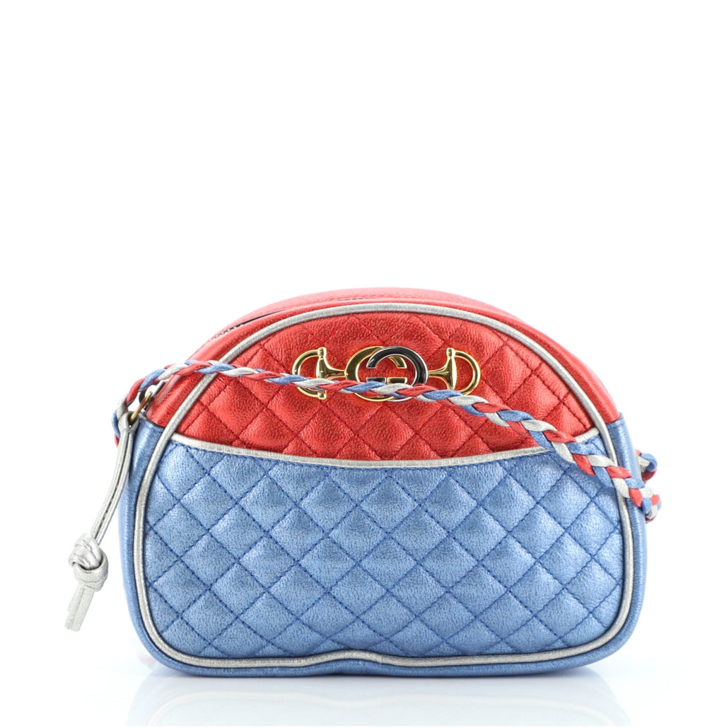 Trapuntata Camera Shoulder Bag Quilted Laminated Leather Mini