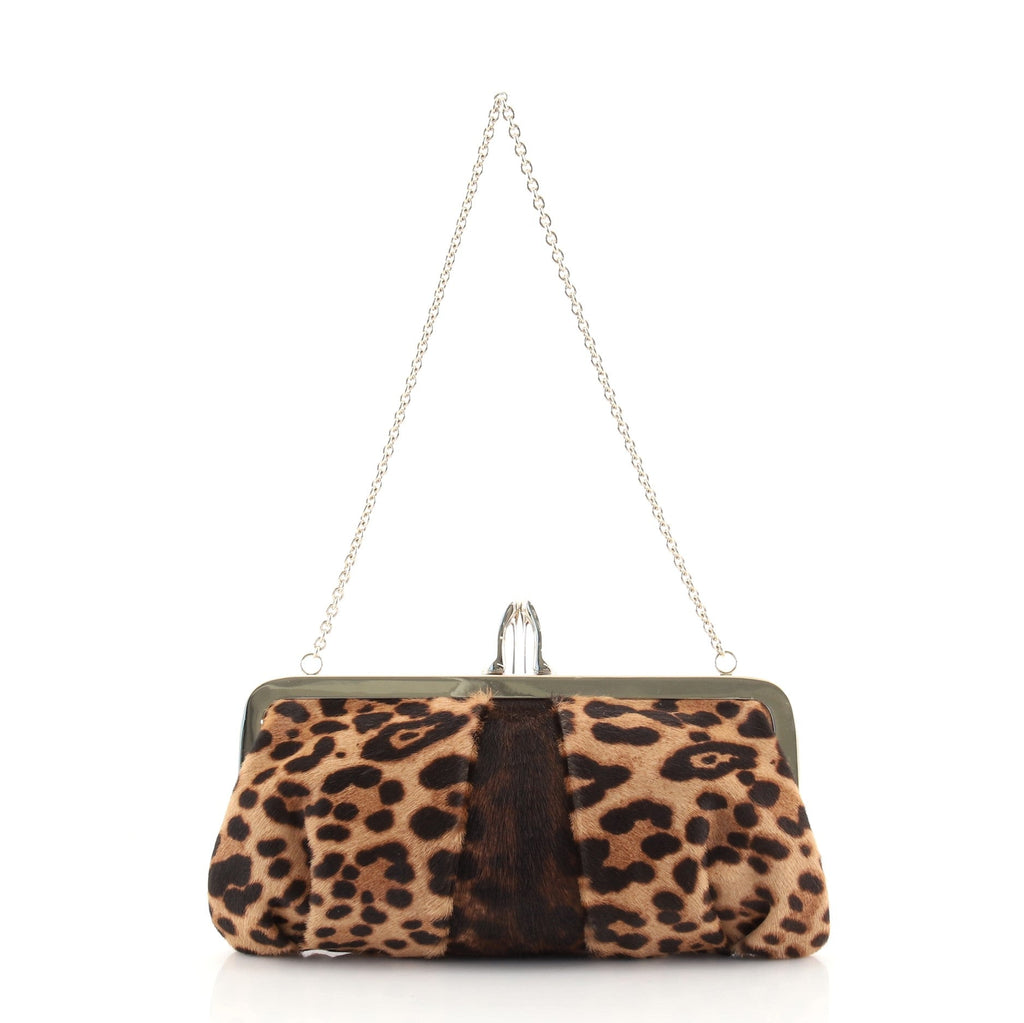 Miss Loubi Chain Clutch Printed Pony Hair