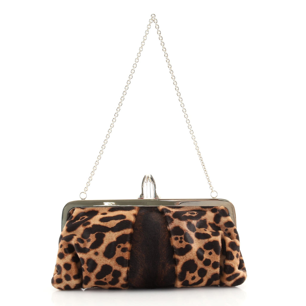 Miss Loubi Chain Clutch Printed Pony Hair