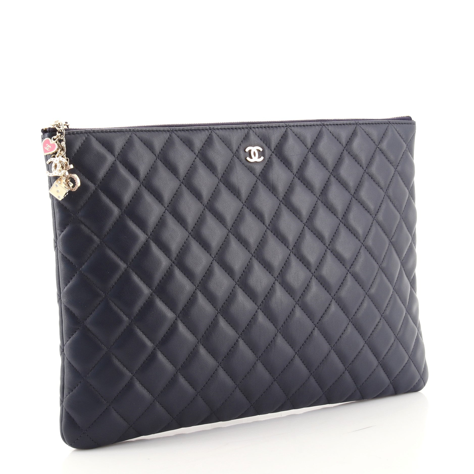 CC Casino O Case Clutch Quilted Lambskin Large