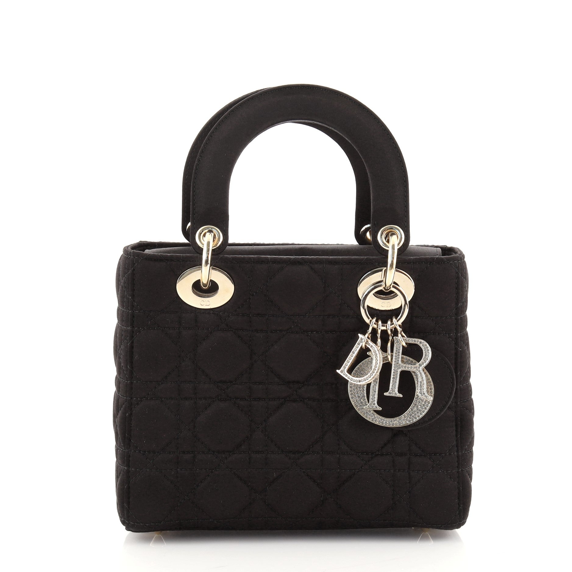 Lady Dior Bag Cannage Quilt Satin with Crystal Charms Mini
