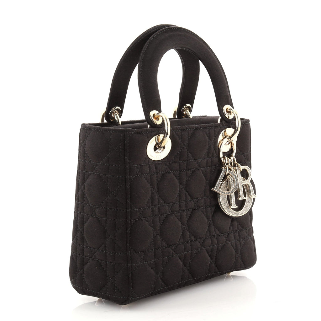 Lady Dior Bag Cannage Quilt Satin with Crystal Charms Mini