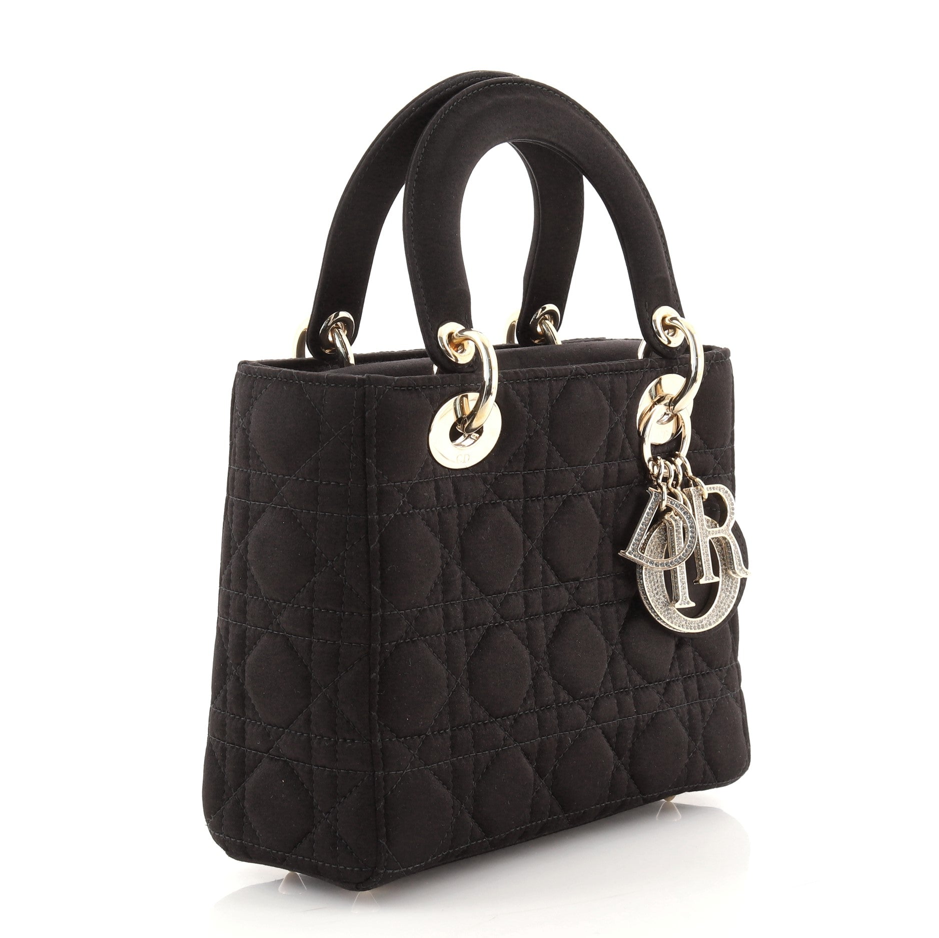 Lady Dior Bag Cannage Quilt Satin with Crystal Charms Mini