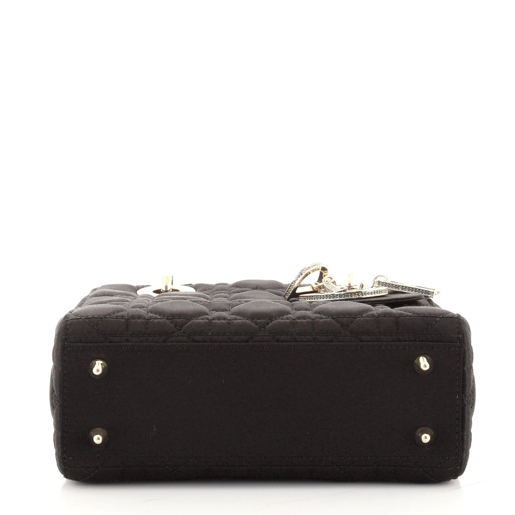 Lady Dior Bag Cannage Quilt Satin with Crystal Charms Mini