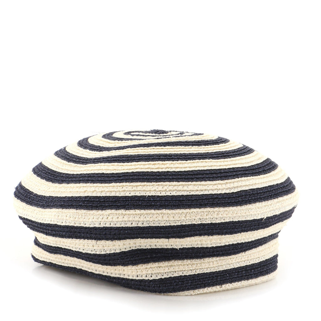 Beret Striped Raffia Small
