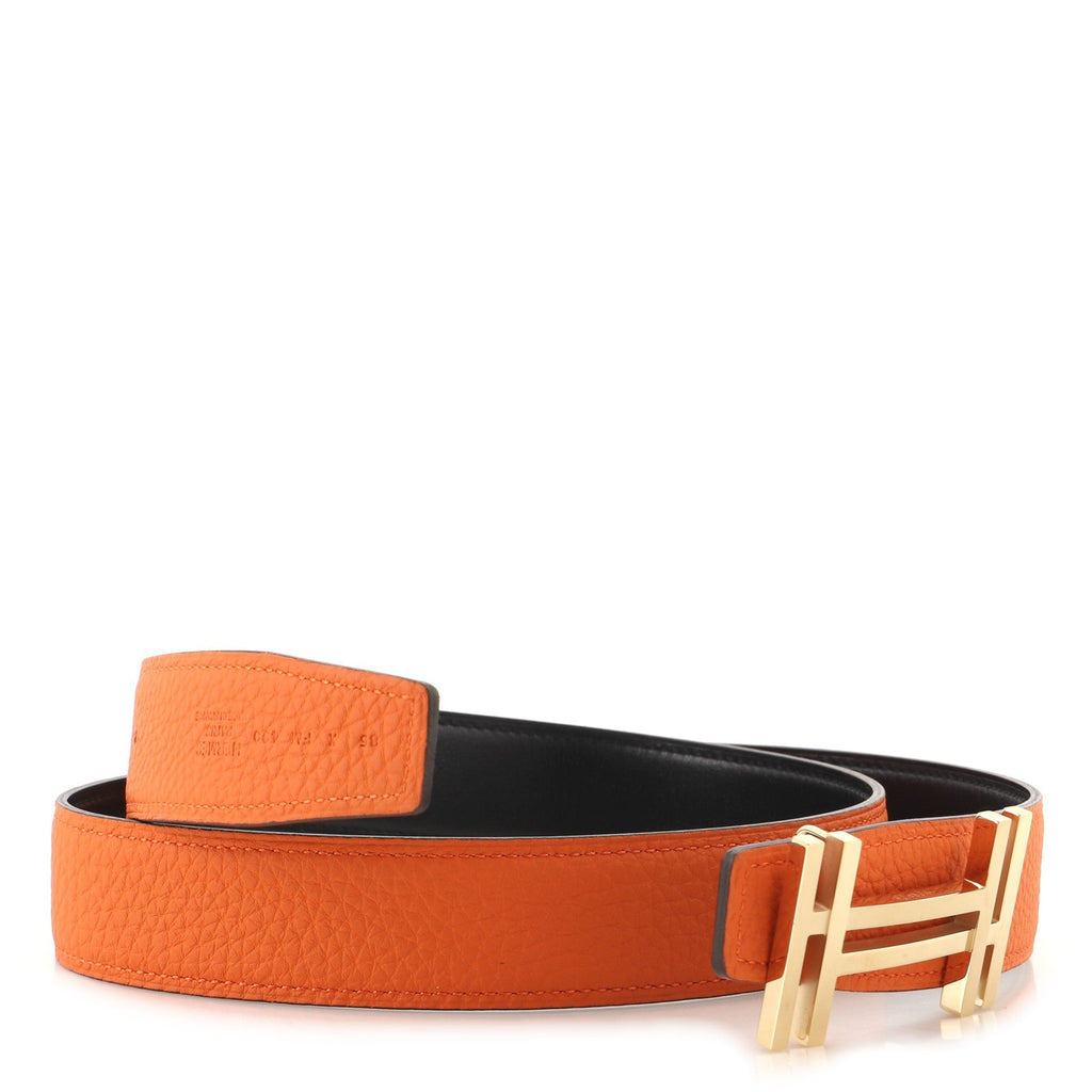H Au Carre Reversible Belt Leather Medium 85