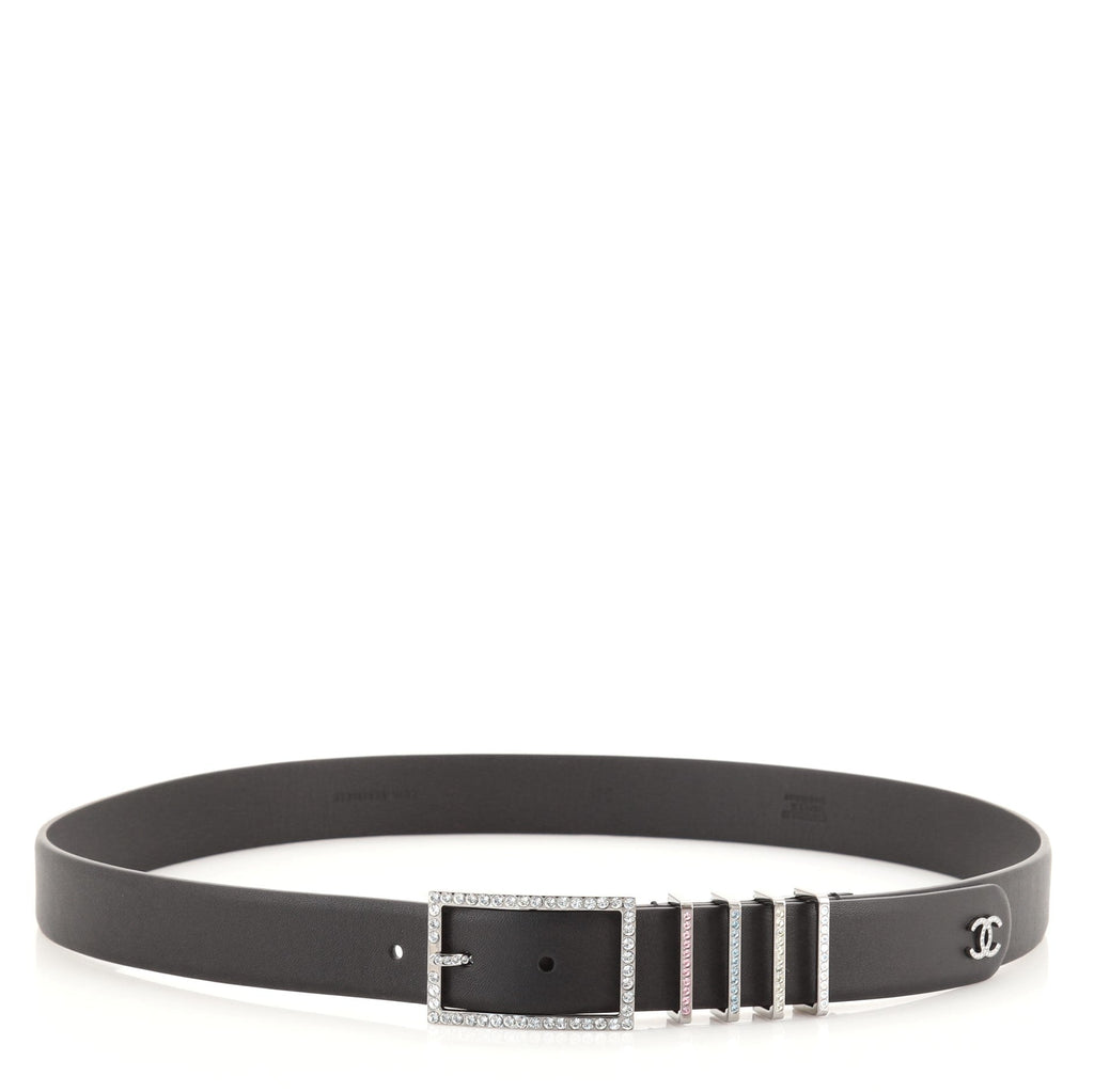 CC Belt Leather with Crystal Embellished Metal Medium 38