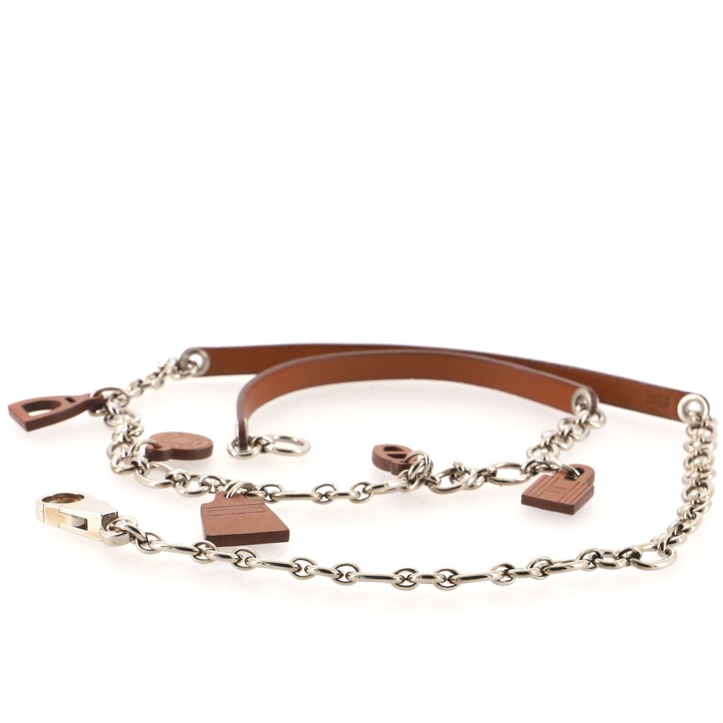 Olga Charm Chain Belt Metal and Leather 90