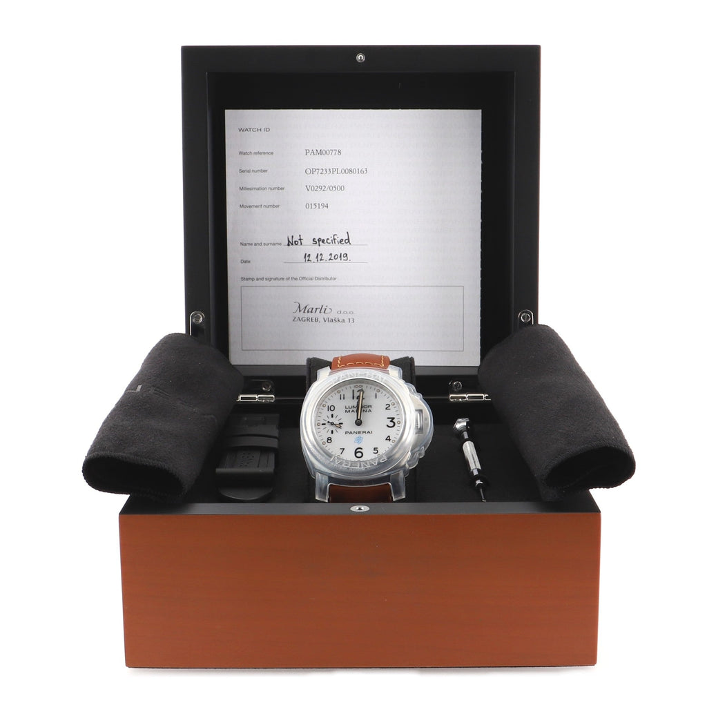 Luminor Marina Logo 3 Day Manual Watch Stainless Steel and Leather 44