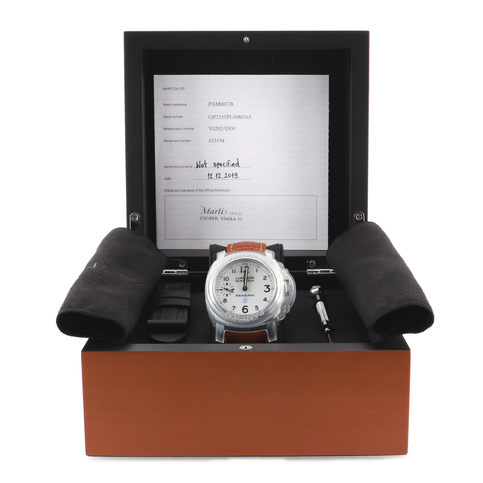 Luminor Marina Logo 3 Day Manual Watch Stainless Steel and Leather 44