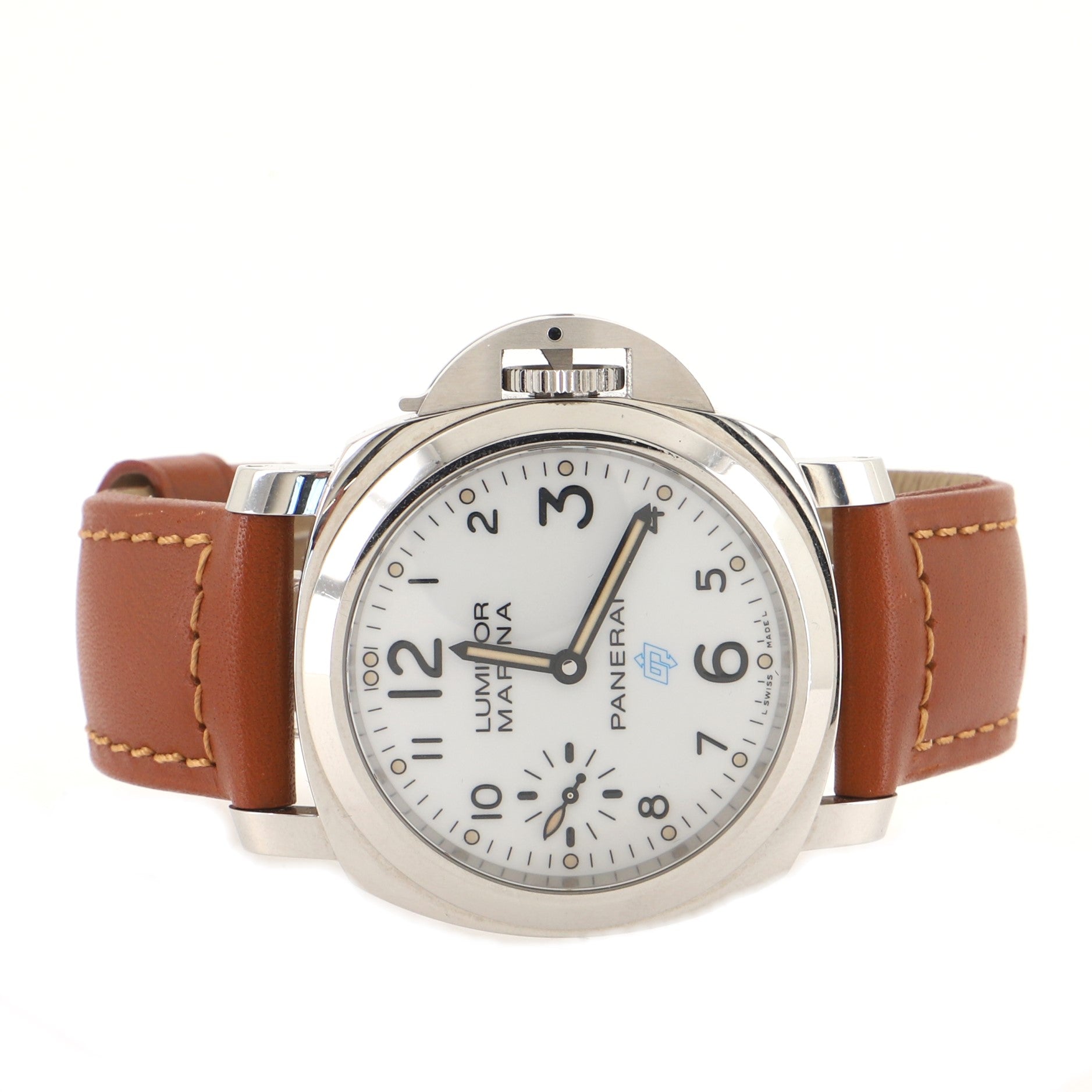 Luminor Marina Logo 3 Day Manual Watch Stainless Steel and Leather 44