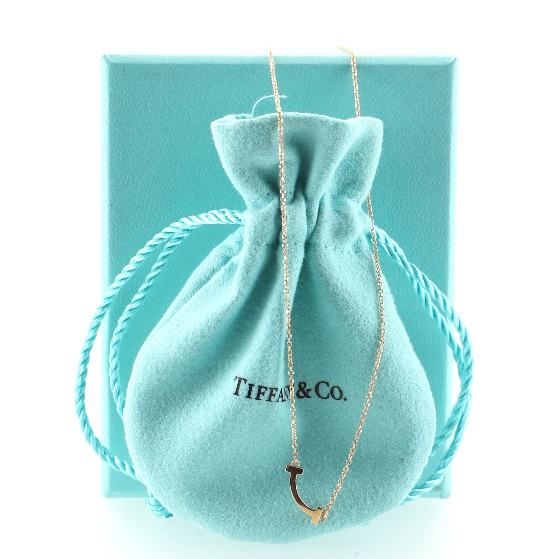 T Smile Pendant Necklace 18K Yellow Gold Mini