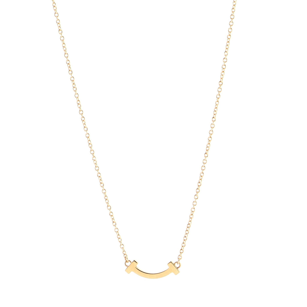 T Smile Pendant Necklace 18K Yellow Gold Mini