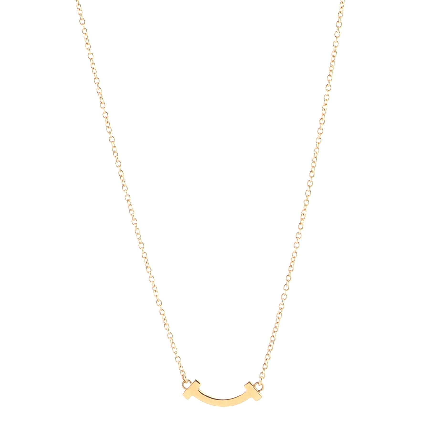 T Smile Pendant Necklace 18K Yellow Gold Mini
