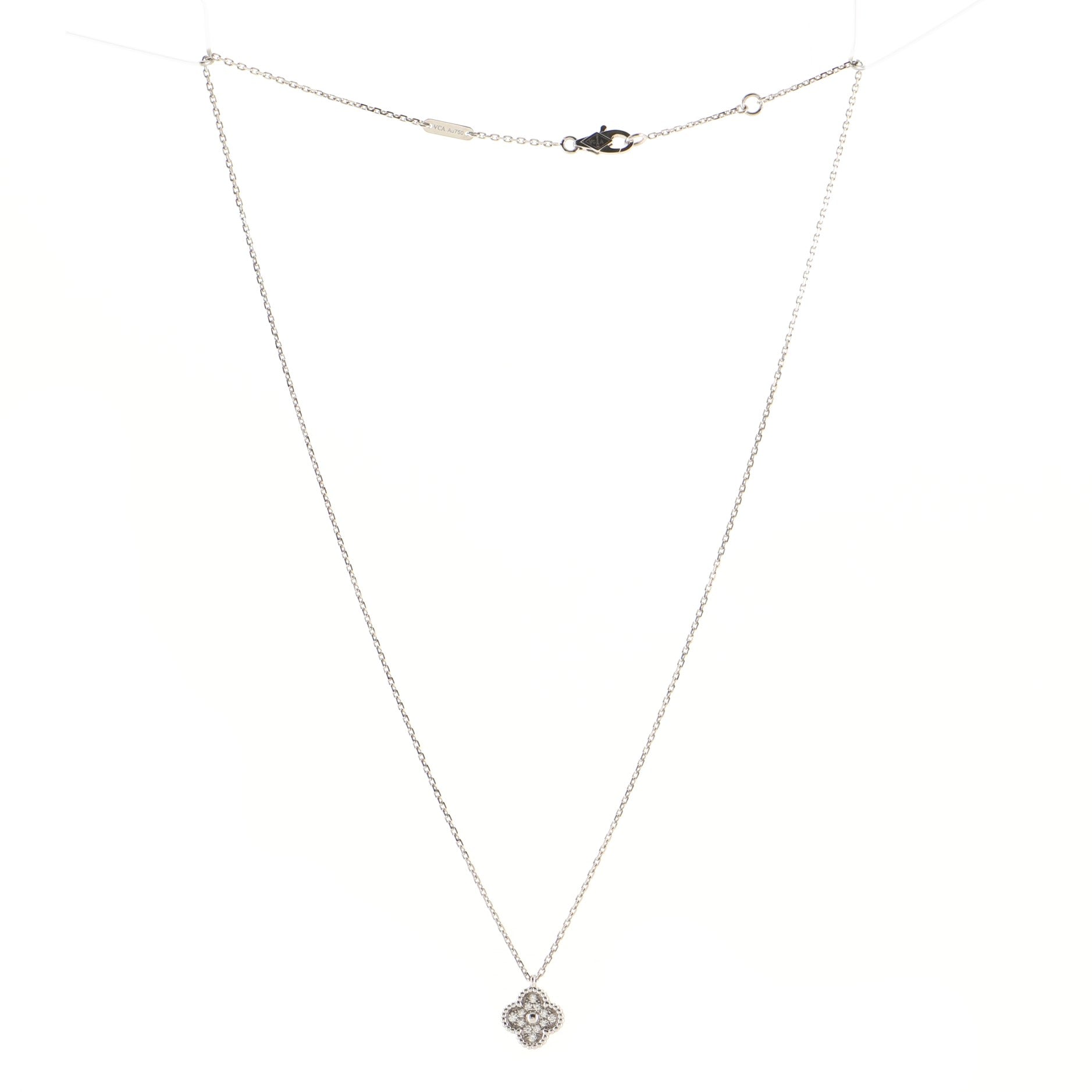 Sweet Alhambra Pendant Necklace 18K White Gold with Diamonds