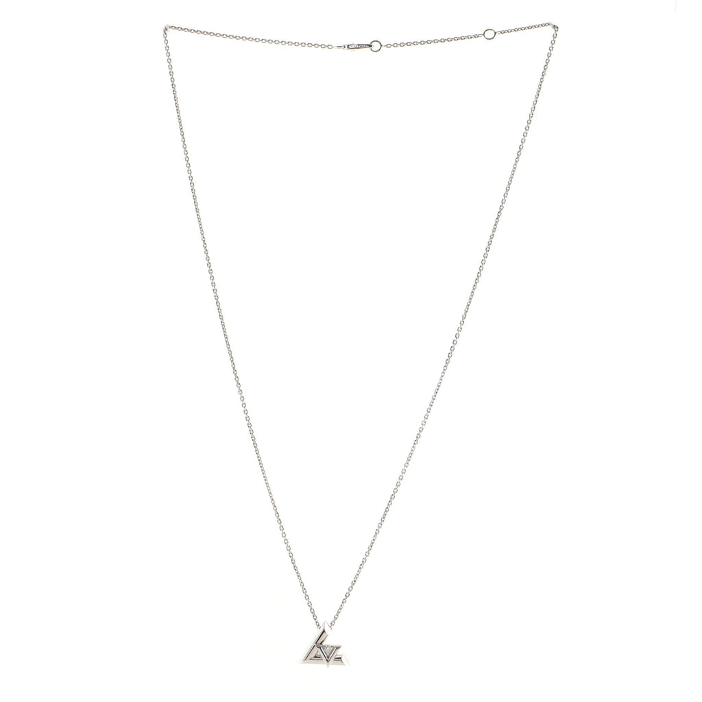 LV Volt Pendant Necklace 18K White Gold with Diamond Small