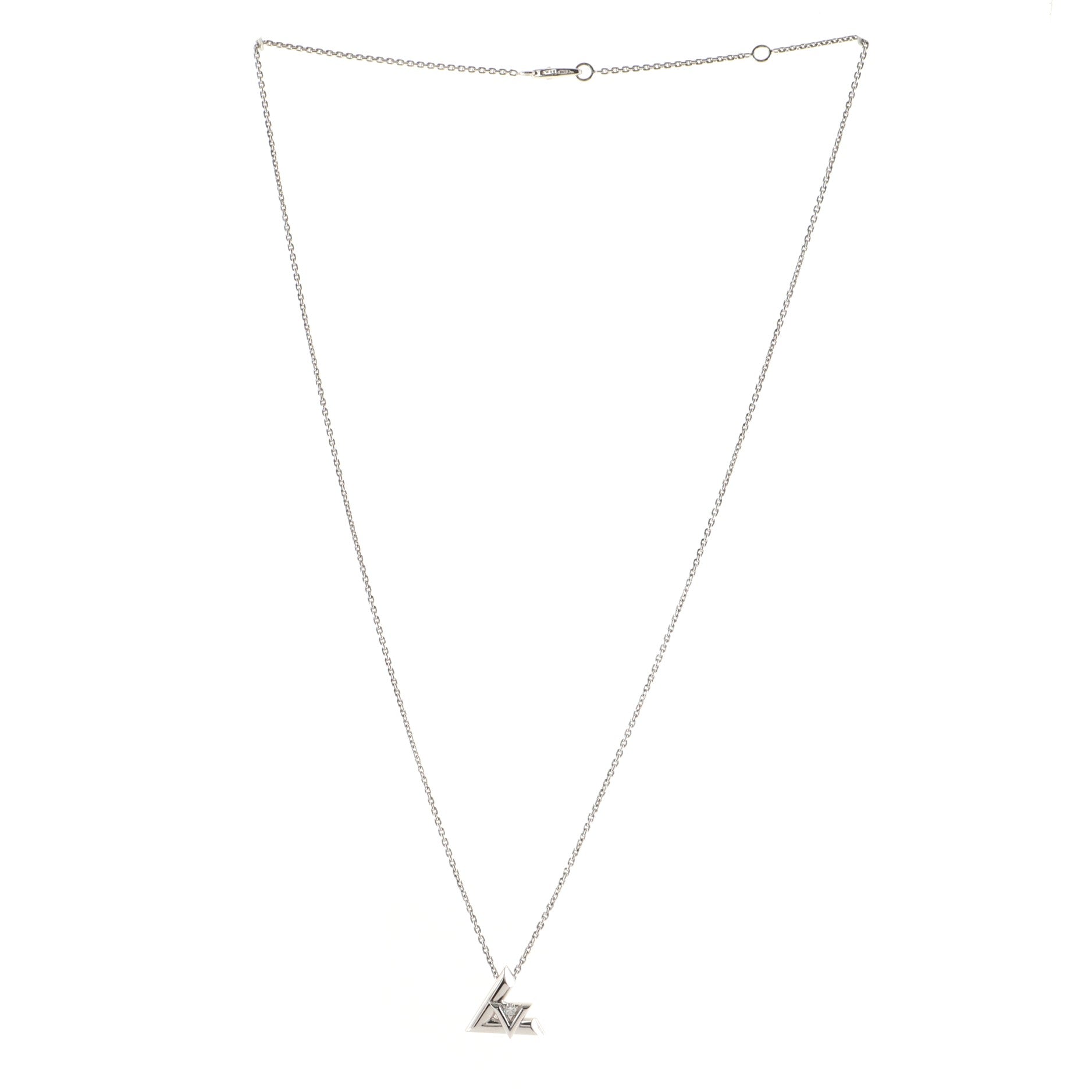 LV Volt Pendant Necklace 18K White Gold with Diamond Small