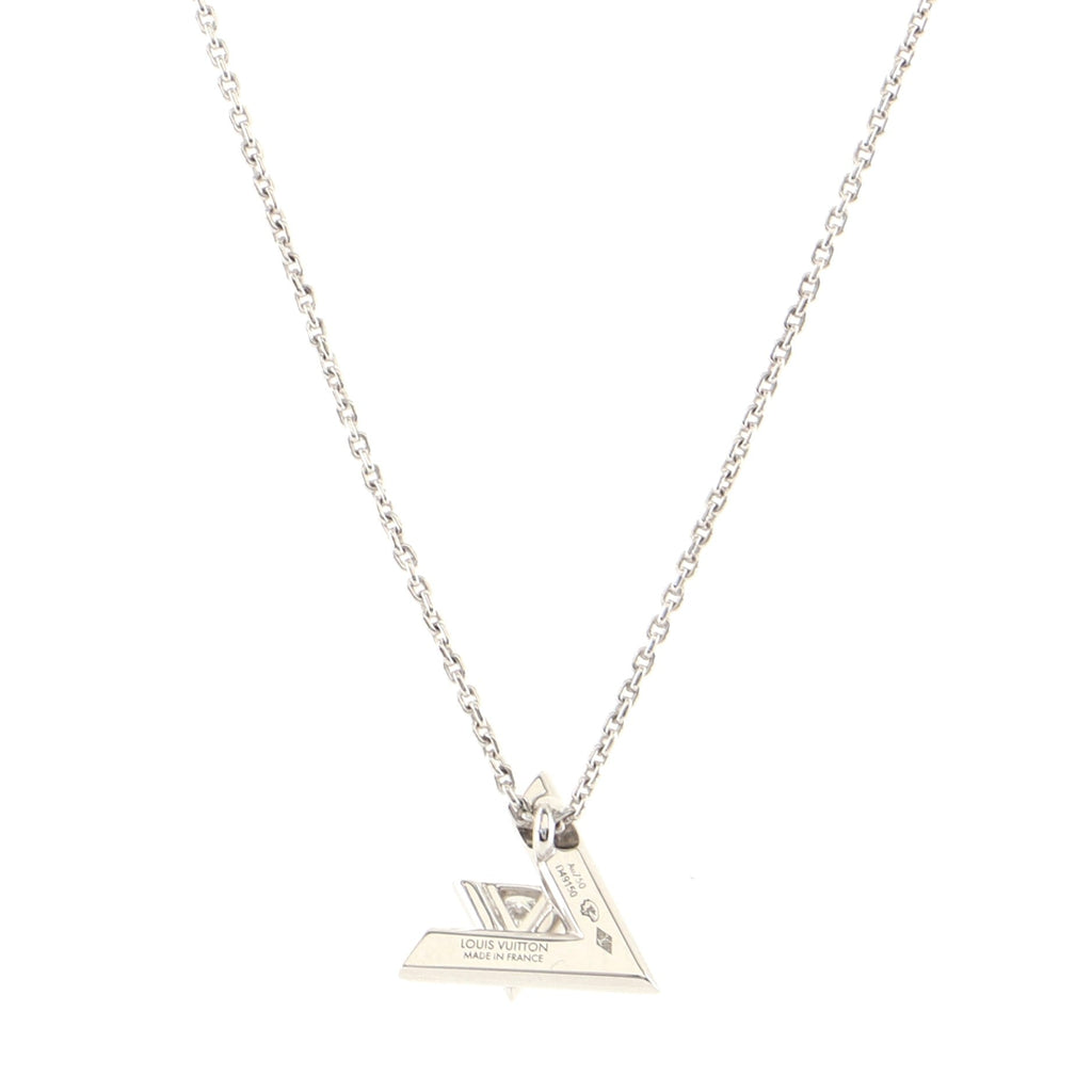 LV Volt Pendant Necklace 18K White Gold with Diamond Small