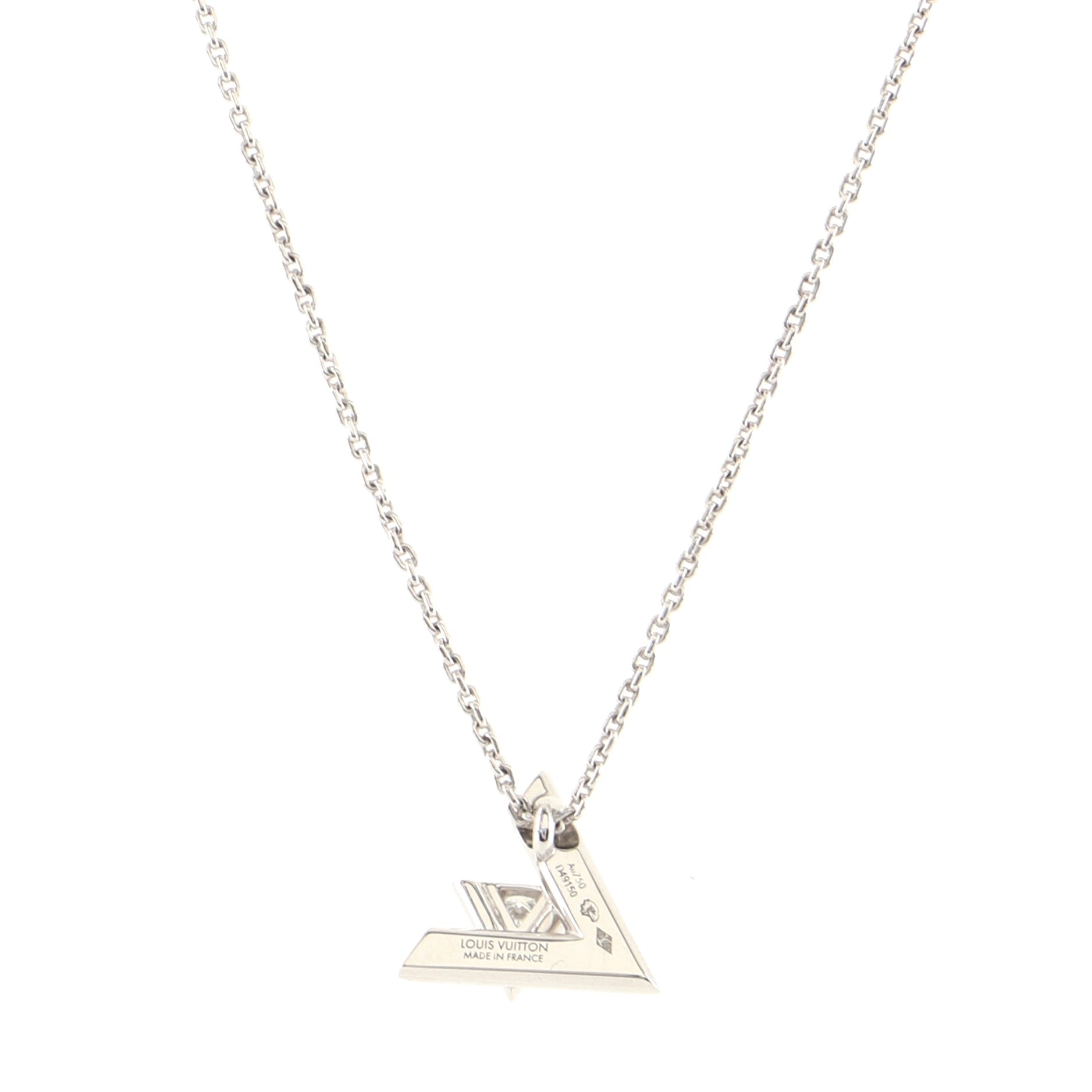 LV Volt Pendant Necklace 18K White Gold with Diamond Small