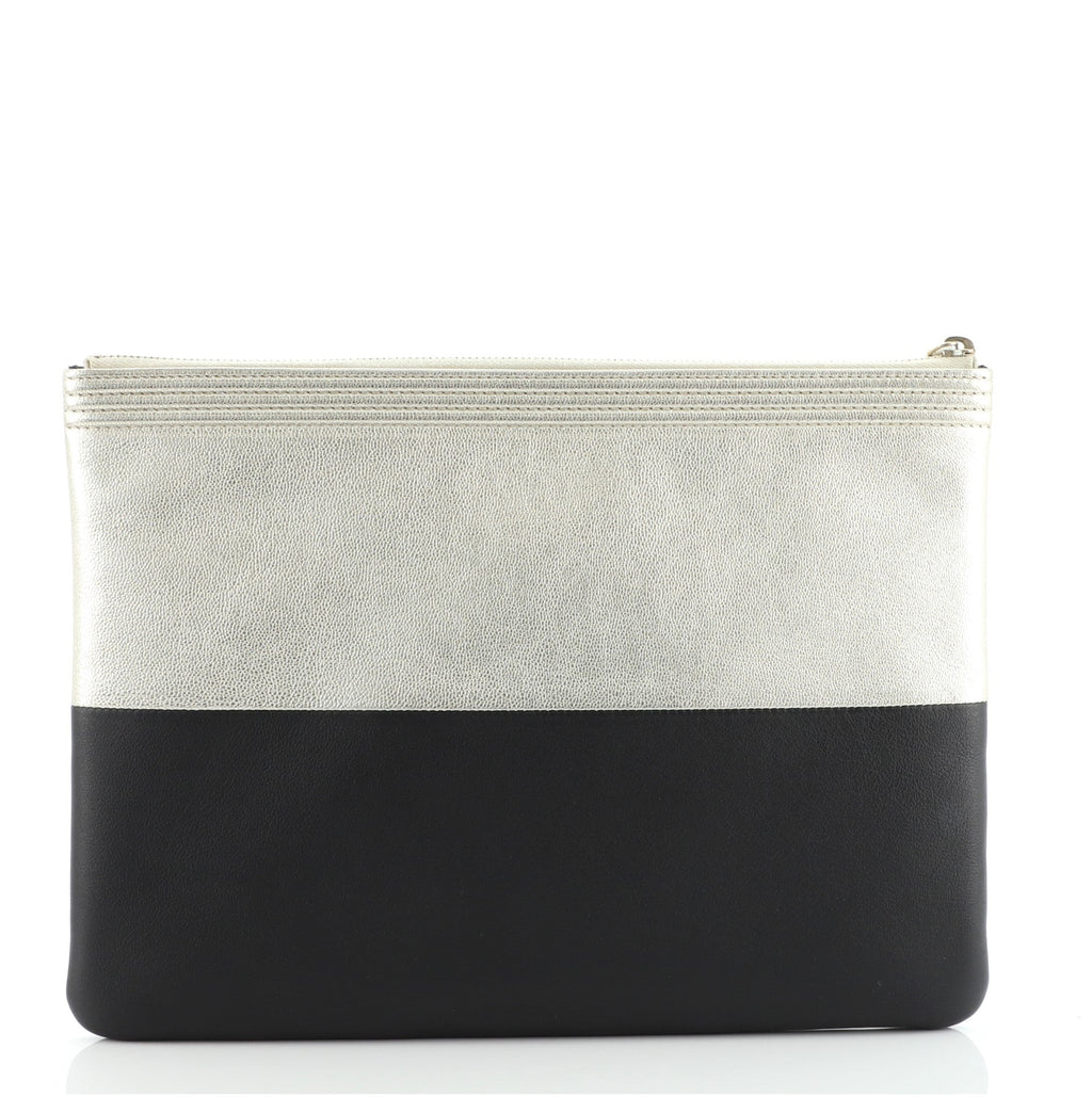 Bicolor Boy O Case Clutch Metallic Goatskin and Calfskin Medium