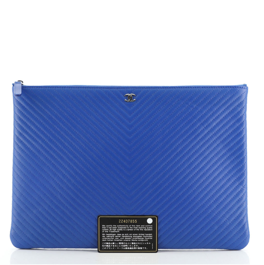 O Case Clutch Chevron Caviar Large