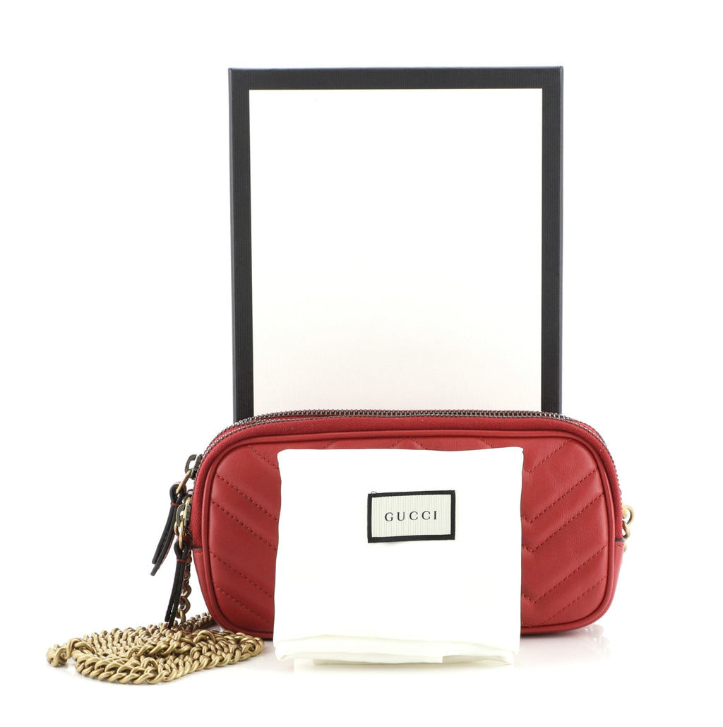 GG Marmont Triple Zip Chain Bag Matelasse Leather Mini