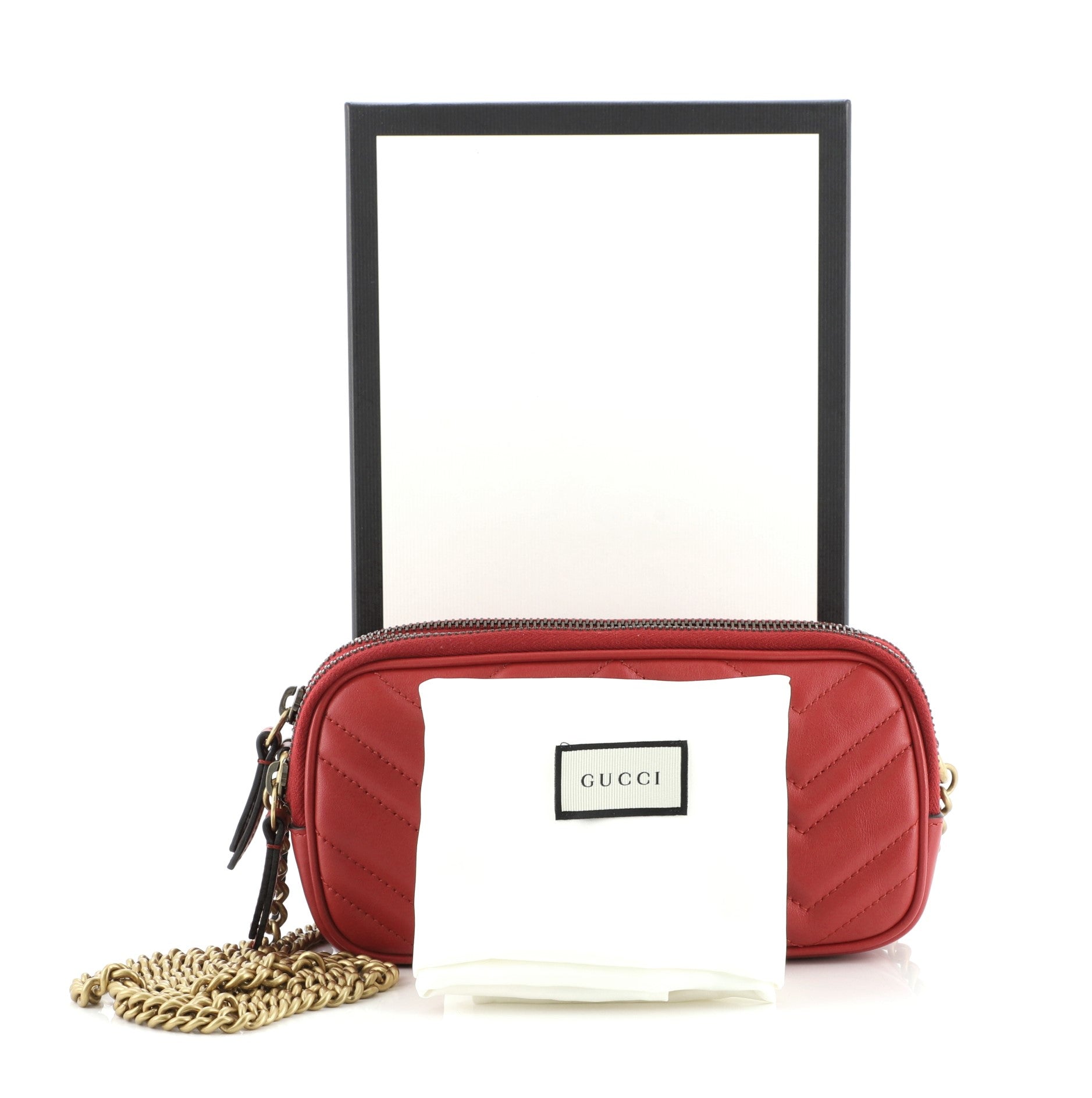 GG Marmont Triple Zip Chain Bag Matelasse Leather Mini