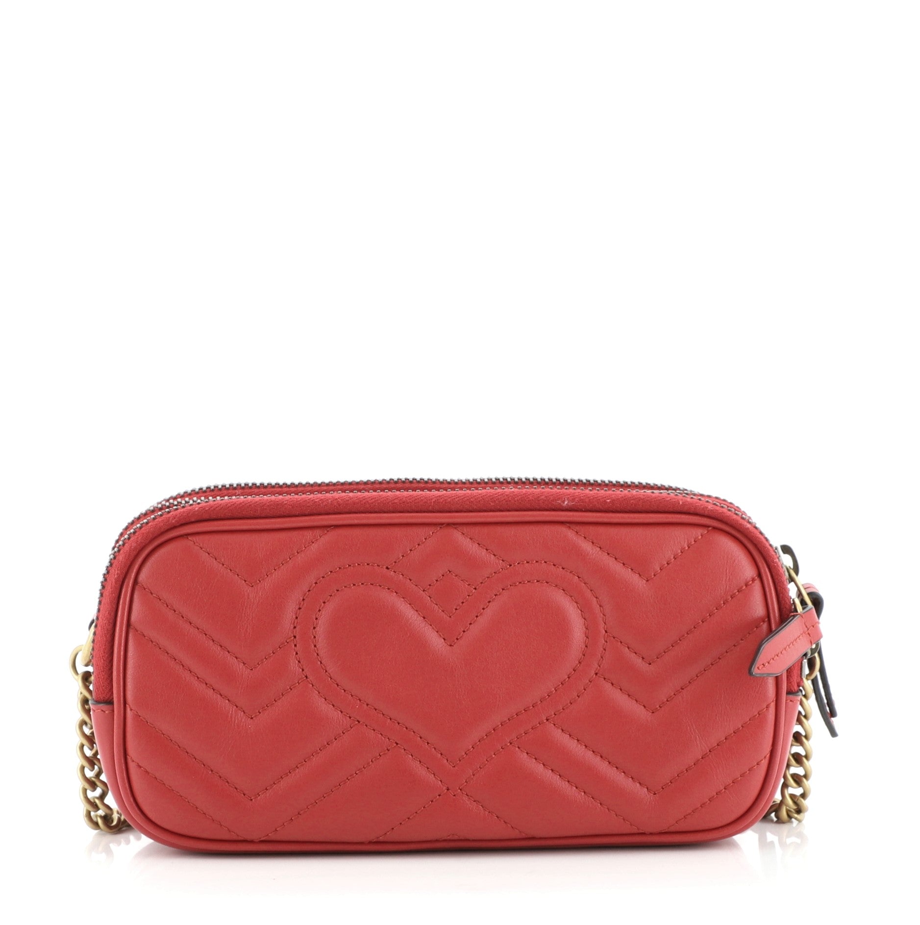 GG Marmont Triple Zip Chain Bag Matelasse Leather Mini