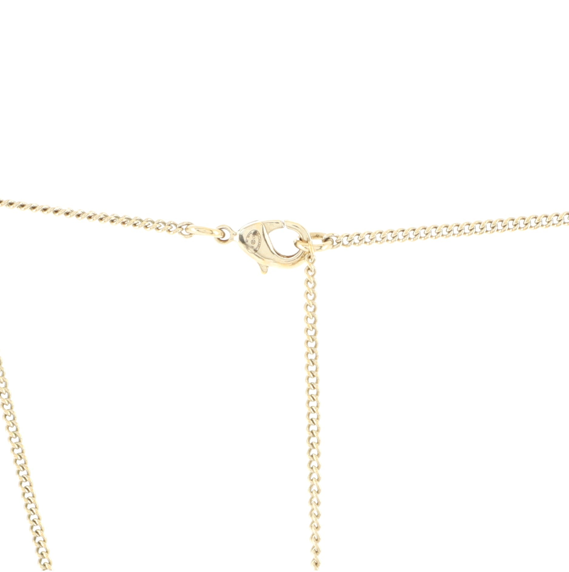 CC Drop Pendant Necklace Metal with Faux Pearl