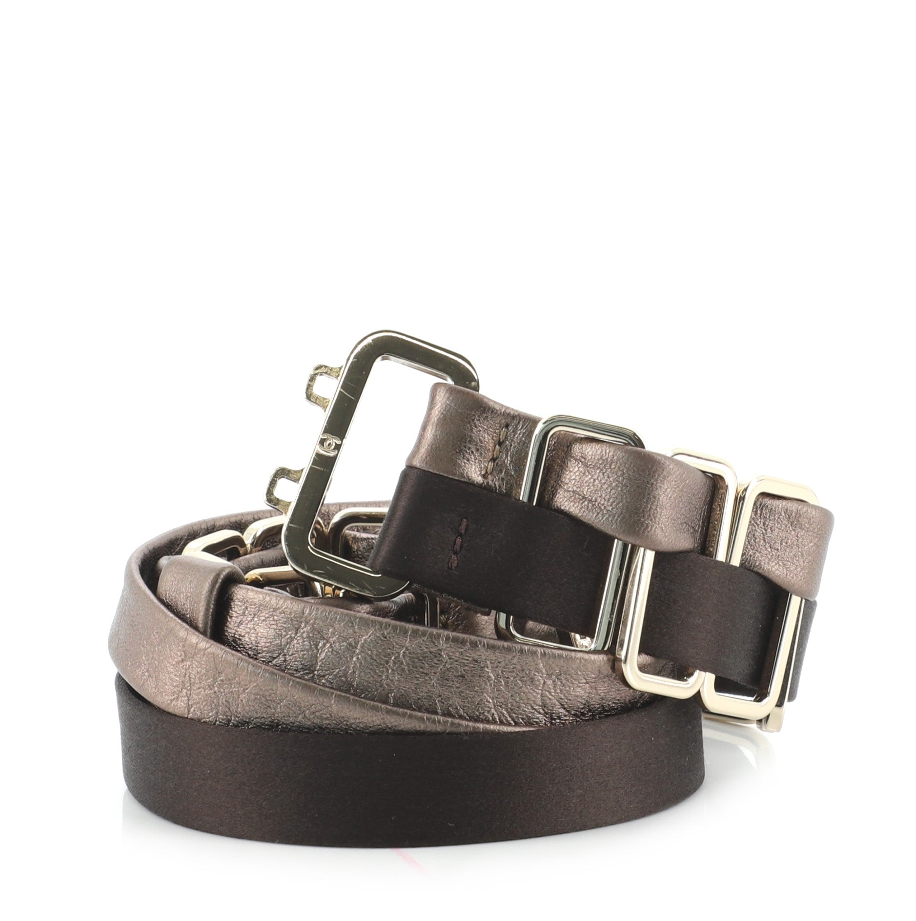 Double Strand Chain Belt Metal with Lambskin and Silk 80