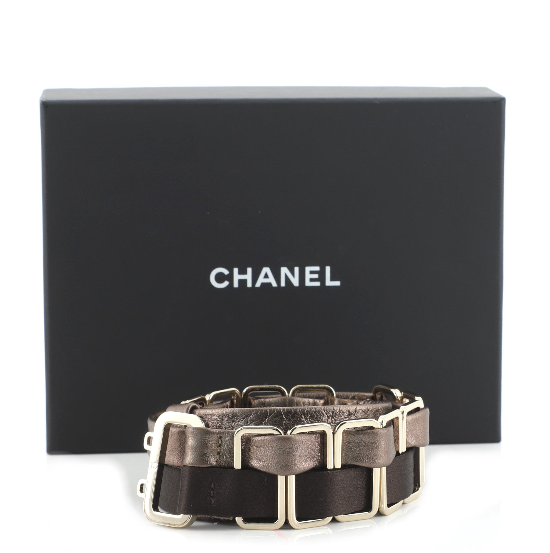 Double Strand Chain Belt Metal with Lambskin and Silk 80