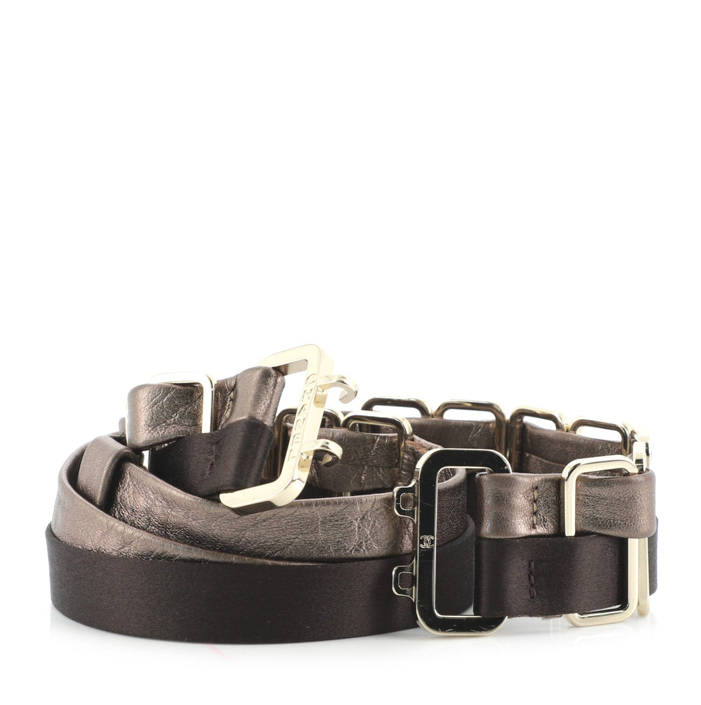 Double Strand Chain Belt Metal with Lambskin and Silk 80
