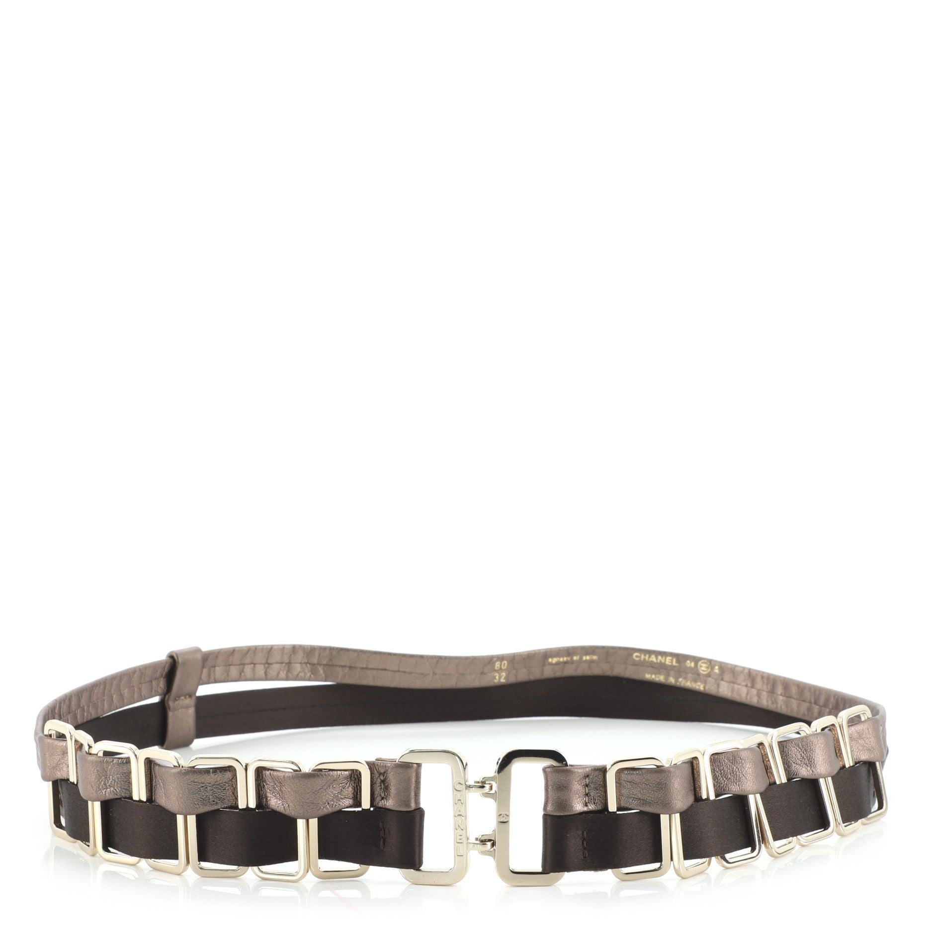 Double Strand Chain Belt Metal with Lambskin and Silk 80