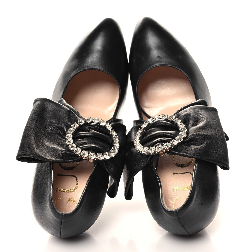 Nappa Removable Bow Elaisa Platform High Heel Pumps 39 Black