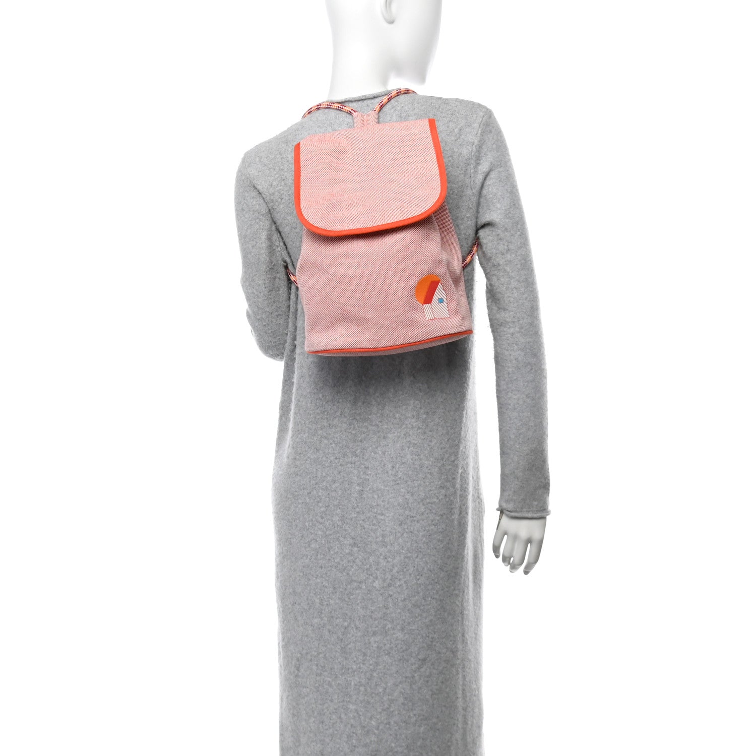 H Canvas Embroidered Les Cabanes Backpack Orange Framboise