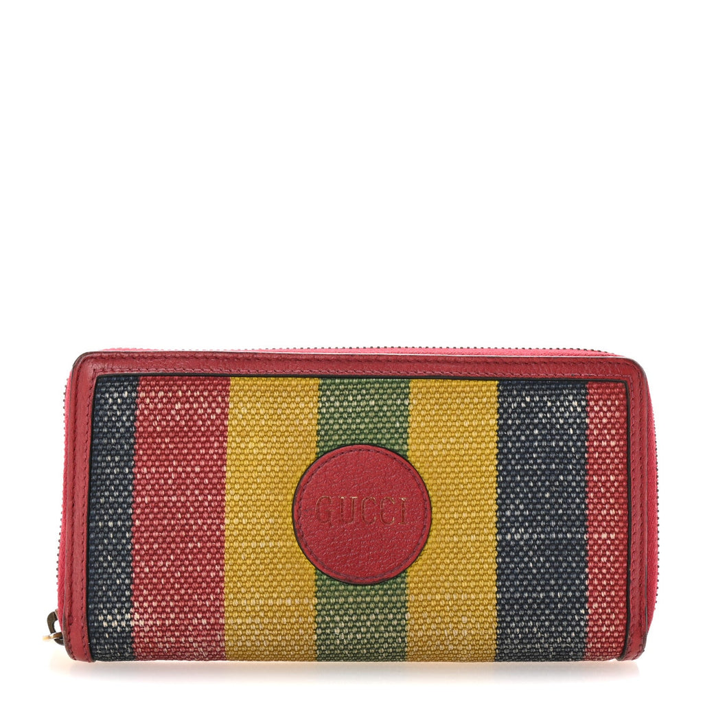 Canvas Marley Stripe Script Logo Gucci 100 Zip Around Wallet Multicolor