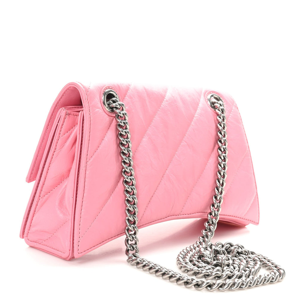 Crushed Calfskin Quilted Small Crush Chain Bag Sweet Pink