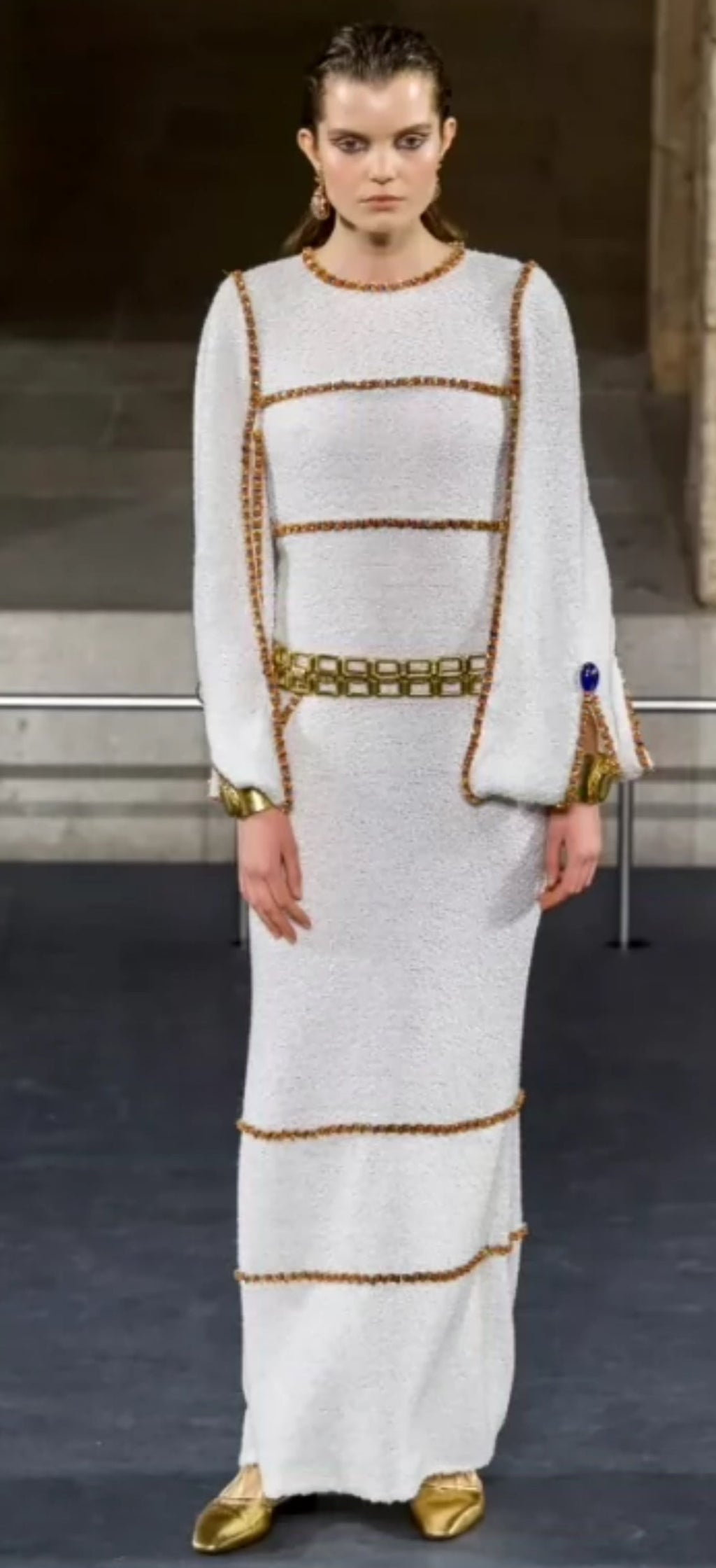 Chanel 19A White & Gold Embroidered Dress