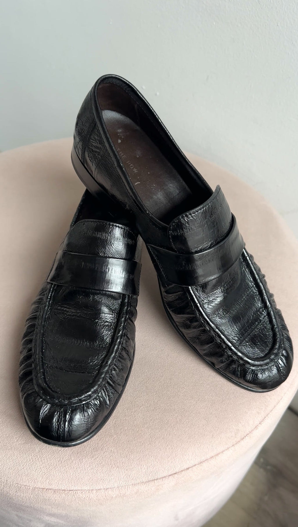 The Row Black Soft Loafer in Eel- 36.5