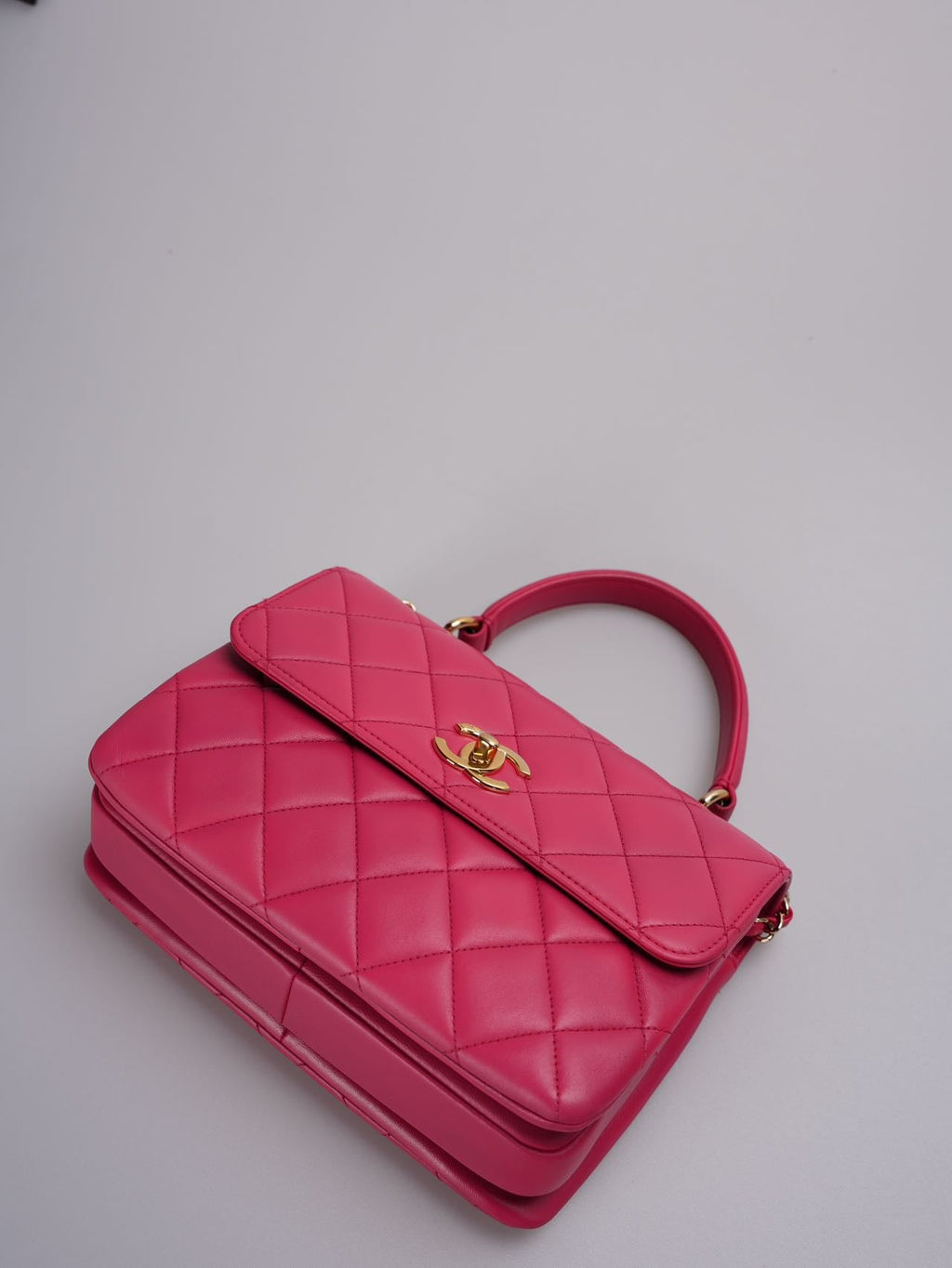 Chanel Small Trendy CC Bag in Hot Pink Lambskin Leather with Gold Hardware