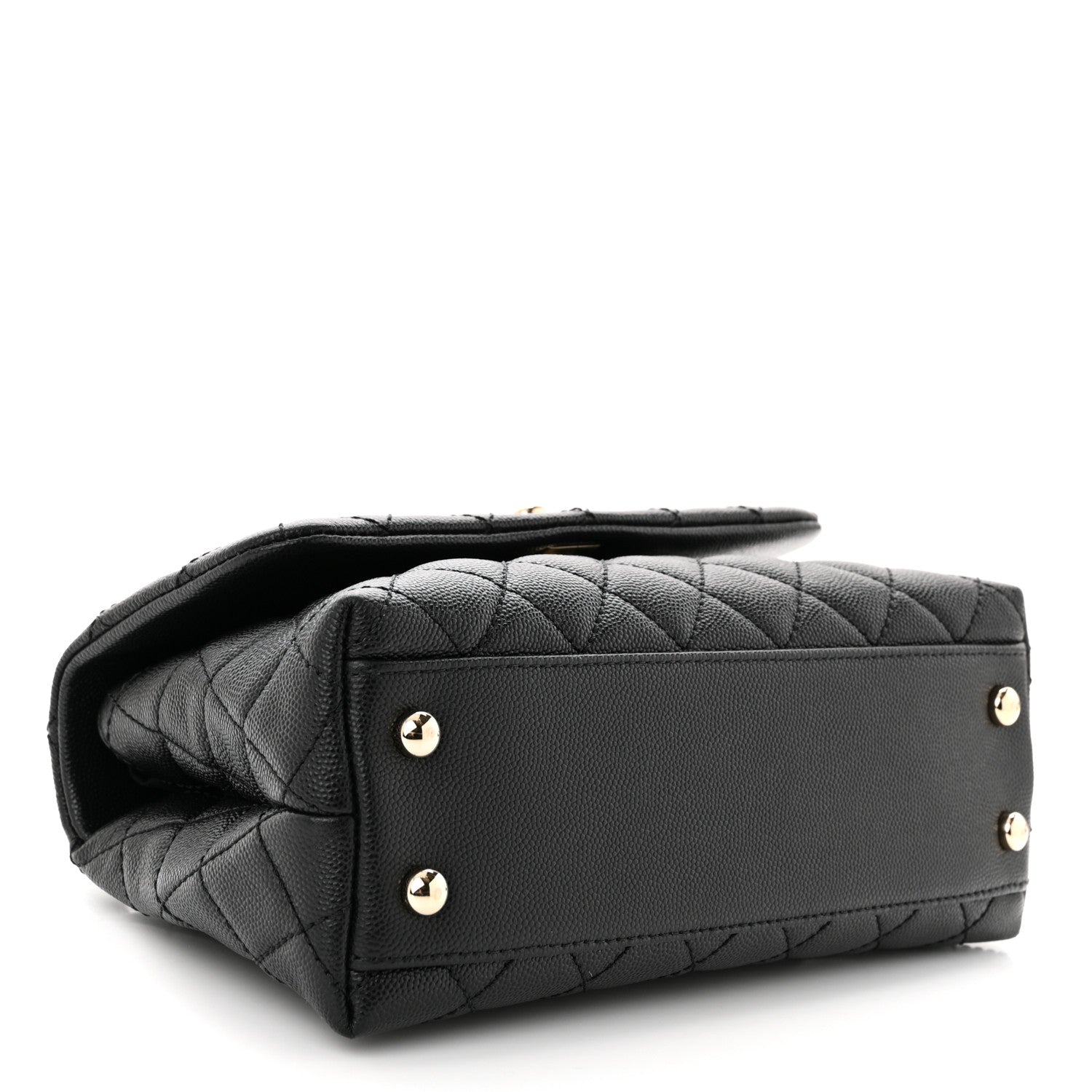 Caviar Quilted Mini Coco Handle Flap Black