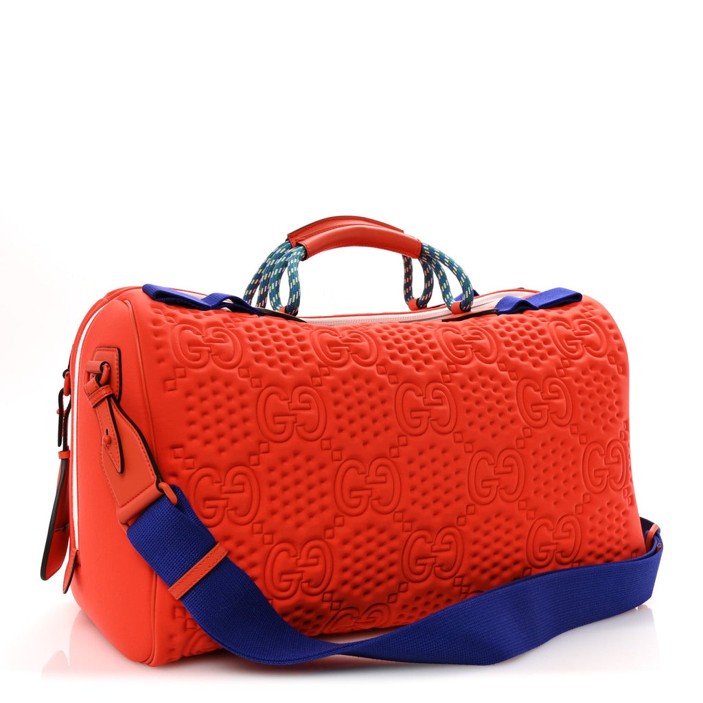 Monogram Jumbo Fabric Malaga GG Embossed Diver Duffle Bag Orange Pop Blue