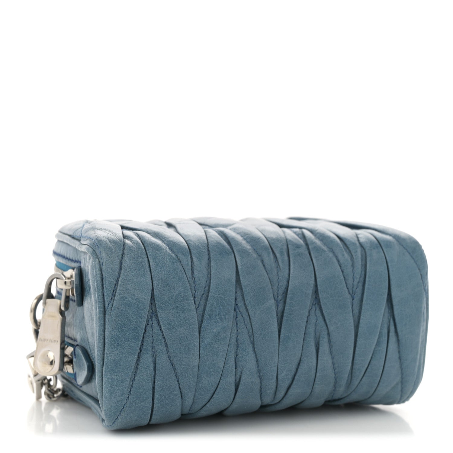 Vitello Lux Matelasse Double Zip Chain Crossbody Bag Oceano