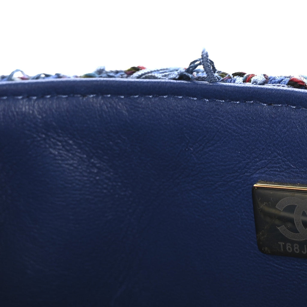 Tweed Quilted Mini Rectangular Flap Blue Multicolor