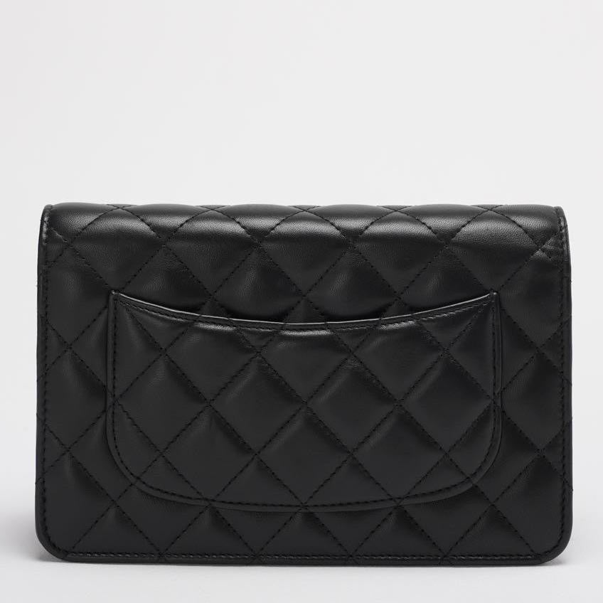 Chanel Wallet on Chain (WOC) Black Cross Body Bag Lambskin Leather Silver Hardware 2017